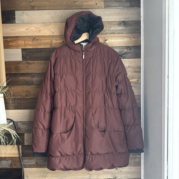 Sundance Jackets & Blazers - Sundance Catalog Maroon Down Puffer Jacket Womens XL Long Hooded Winter